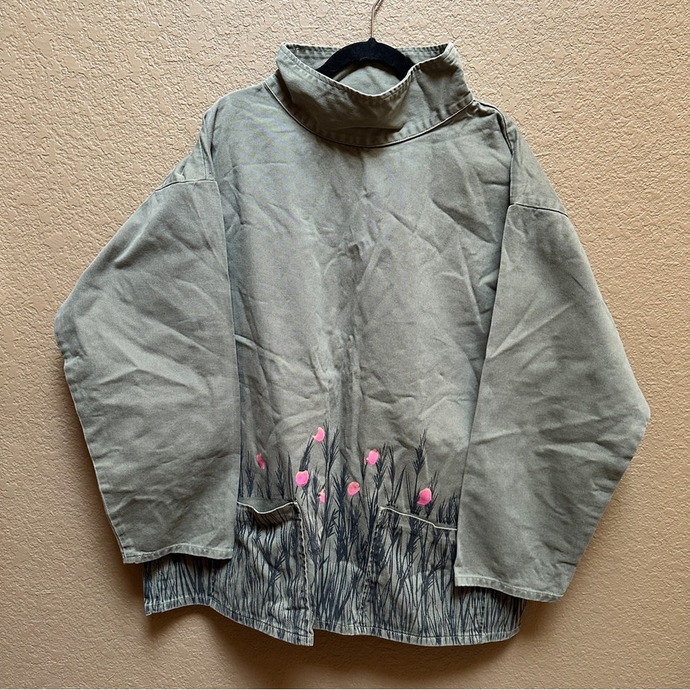 Levi's Gray Jacket with Pink Floral Design - Picture 1 of 6